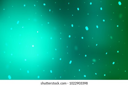 Light Green vector background with xmas snowflakes. Shining colored illustration with snow in christmas style. The pattern can be used for new year leaflets.