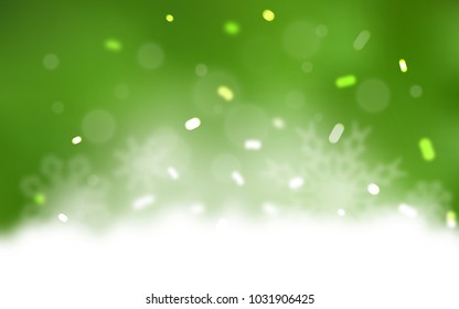 Light Green vector background with xmas snowflakes. Decorative shining illustration with snow on abstract template. The pattern can be used for year new  websites.