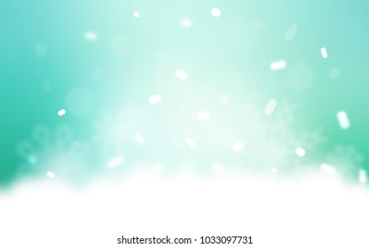 Light Green vector background with xmas snowflakes. Glitter abstract illustration with crystals of ice. New year design for your business advert.
