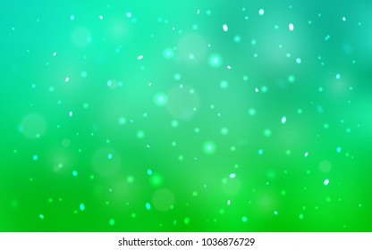 Light Green vector background with xmas snowflakes. Decorative shining illustration with snow on abstract template. The pattern can be used for new year leaflets.