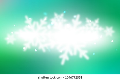 Light Green vector background with xmas snowflakes. Blurred decorative design in xmas style with snow. New year design for your business advert.