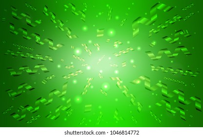 Light Green vector background with xmas confetti. Modern geometrical abstract illustration with carnival ribbons. New design for ad, poster, banner of your Party.
