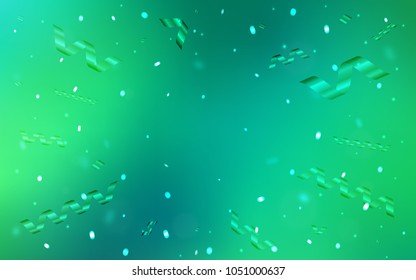 Light Green vector background with xmas confetti. Glitter abstract illustration with colorful confetti, ribbons. Beautiful design for your business advert of anniversary.