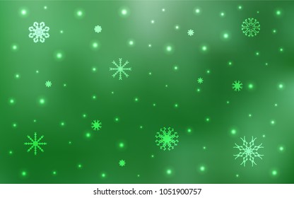 Light Green vector background with xmas snowflakes. Glitter abstract illustration with crystals of ice. The pattern can be used for year new  websites.