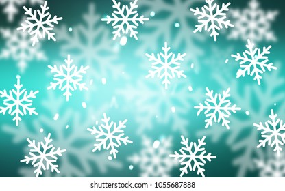 Light Green vector background with xmas snowflakes. Modern geometrical abstract illustration with crystals of ice. The pattern can be used for new year leaflets.