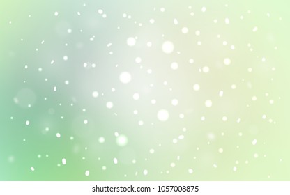 Light Green vector background with xmas snowflakes. Decorative shining illustration with snow on abstract template. The pattern can be used for new year leaflets.