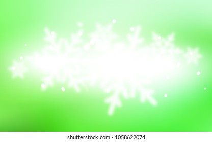 Light Green vector background with xmas snowflakes. Shining colored illustration with snow in christmas style. New year design for your ad, poster, banner.