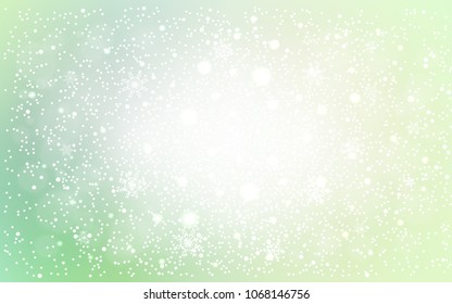 Light Green vector background with xmas snowflakes. Glitter abstract illustration with crystals of ice. The pattern can be used for new year leaflets.