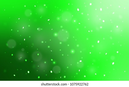 Light Green vector background with xmas snowflakes. Decorative shining illustration with snow on abstract template. New year design for your ad, poster, banner.