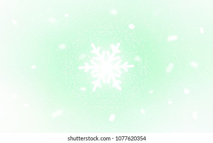 Light Green vector background with xmas snowflakes. Glitter abstract illustration with crystals of ice. The pattern can be used for new year leaflets.