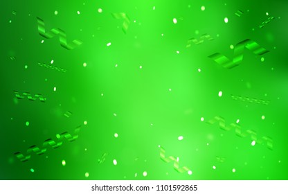 Light Green vector background with xmas confetti. Modern geometrical abstract illustration with carnival ribbons. The pattern can be used for carnival, festival leaflets.