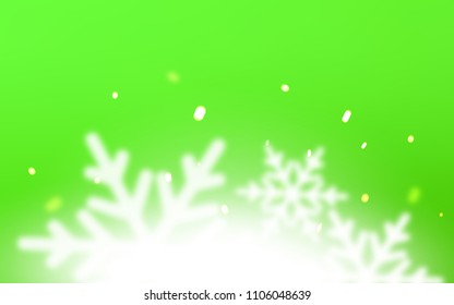 Light Green vector background with xmas snowflakes. Modern geometrical abstract illustration with crystals of ice. The pattern can be used for new year ad, booklets.