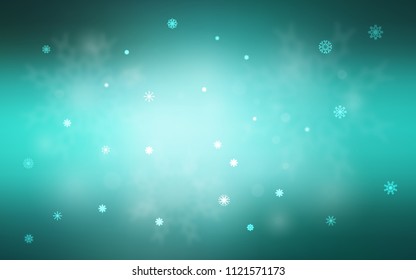 Light Green vector background with xmas snowflakes. Glitter abstract illustration with crystals of ice. The pattern can be used for year new  websites.