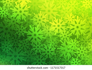 Light Green vector background with xmas snowflakes. Blurred decorative design in xmas style with snow. The pattern can be used for new year ad, booklets.