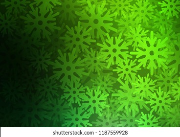 Light Green vector background with xmas snowflakes. Shining colored illustration with snow in christmas style. The pattern can be used for new year ad, booklets.