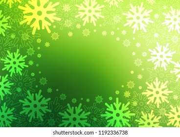 Light Green vector background with xmas snowflakes. Glitter abstract illustration with crystals of ice. The pattern can be used for year new  websites.