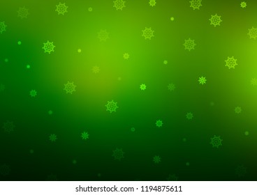 Light Green vector background with xmas snowflakes. Blurred decorative design in xmas style with snow. The pattern can be used for new year leaflets.