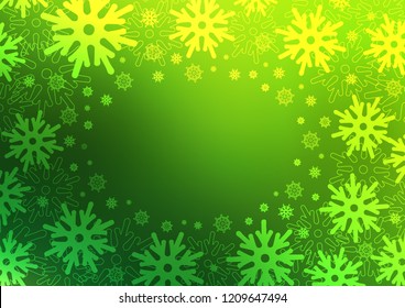 Light Green vector background with xmas snowflakes. Snow on blurred abstract background with gradient. New year design for your ad, poster, banner.