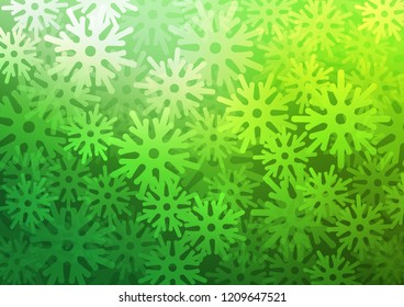 Light Green vector background with xmas snowflakes. Glitter abstract illustration with crystals of ice. The pattern can be used for new year leaflets.