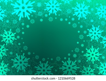 Light Green vector background with xmas snowflakes. Blurred decorative design in xmas style with snow. The pattern can be used for new year ad, booklets.