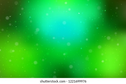 Light Green vector background with xmas snowflakes. Snow on blurred abstract background with gradient. New year design for your business advert.