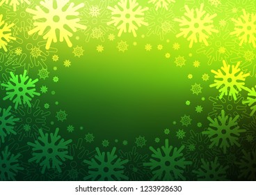 Light Green vector background with xmas snowflakes. Blurred decorative design in xmas style with snow. The template can be used as a new year background.
