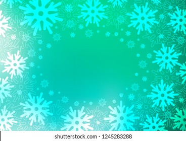 Light Green vector background with xmas snowflakes. Glitter abstract illustration with crystals of ice. New year design for your business advert.