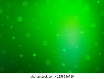 Light Green vector background with xmas snowflakes. Shining colored illustration with snow in christmas style. The pattern can be used for new year leaflets.