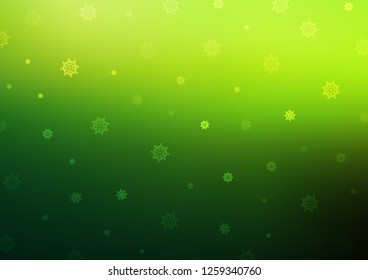 Light Green vector background with xmas snowflakes. Glitter abstract illustration with crystals of ice. The pattern can be used for new year ad, booklets.