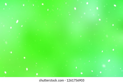 Light Green vector background with xmas snowflakes. Shining colorful illustration with snow on abstract template. New year design for poster, banner.