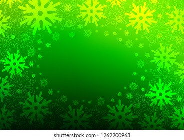 Light Green vector background with xmas snowflakes. Shining colored illustration with snow in christmas style. The pattern can be used for new year ad, booklets.