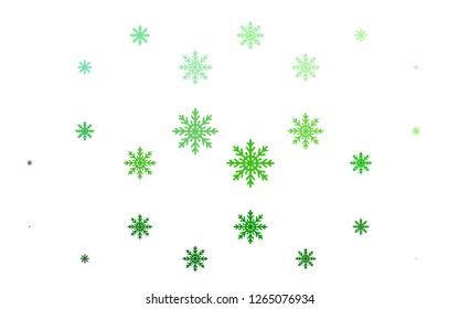 Light Green vector background with xmas snowflakes. Modern geometrical abstract illustration with crystals of ice. New year design for your ad, poster, banner.
