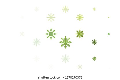Light Green vector background with xmas snowflakes. Blurred decorative design in xmas style with snow. The pattern can be used for new year leaflets.