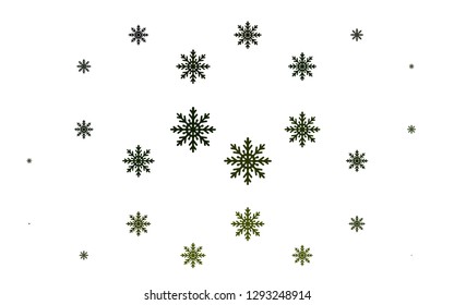 Light Green vector background with xmas snowflakes. Snow on blurred abstract background with gradient. New year design for your ad, poster, banner.