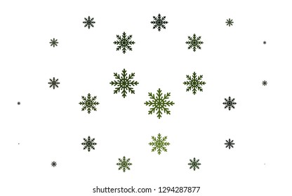 Light Green vector background with xmas snowflakes. Glitter abstract illustration with crystals of ice. New year design for your business advert.