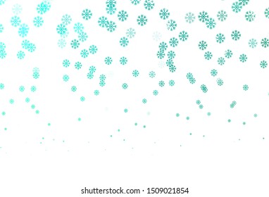 Light Green vector background with xmas snowflakes. Glitter abstract illustration with crystals of ice. Template for a new year background.