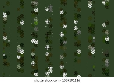Light Green vector background with xmas snowflakes. Glitter abstract illustration with crystals of ice. The template can be used as a new year background.