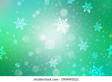 Light Green vector background in Xmas style. Simple gradient illustration with Christmas attributes. Template for lettering, typography.