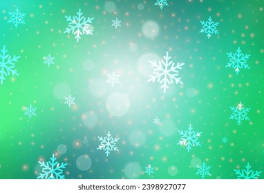Light Green vector background in Xmas style. Simple gradient illustration with Christmas attributes. Best design for a college poster, banner.