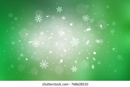 Light Green vector background with xmas snowflakes. Glitter abstract illustration with crystals of ice. The pattern can be used for year new  websites.
