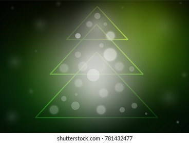 Light Green vector background with a xmas tree. Glitter abstract illustration with christmas tree. New year design for your ad, poster, banner.