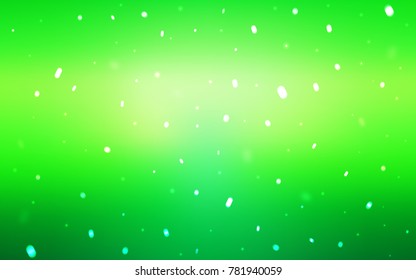 Light Green vector background with xmas snowflakes. Shining colored illustration with snow in christmas style. The template can be used as a new year background.
