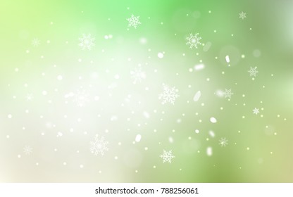 Light Green vector background with xmas snowflakes. Modern geometrical abstract illustration with crystals of ice. The pattern can be used for new year leaflets.