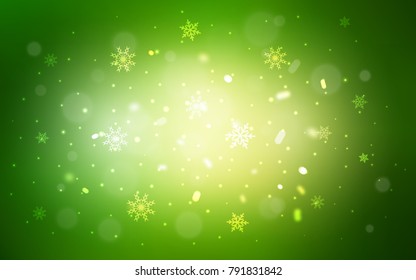 Light Green vector background with xmas snowflakes. Glitter abstract illustration with crystals of ice. The pattern can be used for year new  websites.