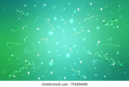 Light Green vector background with xmas confetti. Confetti on blurred abstract background with colorful gradient. The pattern can be used for carnival, festival leaflets.