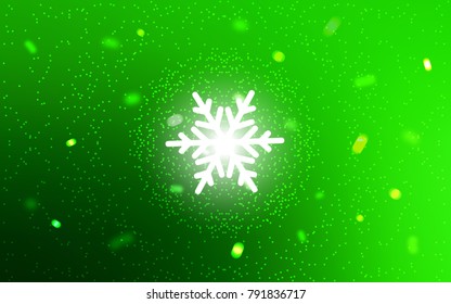 Light Green vector background with xmas snowflakes. Snow on blurred abstract background with gradient. The template can be used as a new year background.