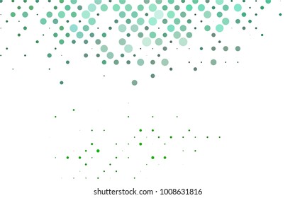 Light Green vector banner with circles, spheres. Abstract spots. Background of Art bubbles in halftone style with colored gradient.