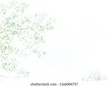 Light green vector banner with circles, dots, spheres. Abstract futuristic panel with spots. Background of Art bubbles in halftone style with gradient. 