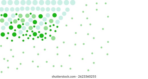 Banner verde claro com círculos, esferas. Manchas abstratas.