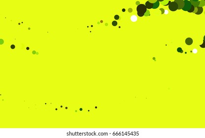 Light Green vector banner with circles, spheres. Abstract spots. Background of Art bubbles in halftone style with colored gradient.